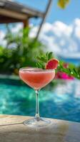 AI generated Pink Drink With Mint Garnish photo