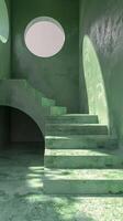 AI generated Stairs Leading Up to Round Window photo