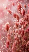 AI generated Pink Flowers and Gold Flakes on Pink Background photo