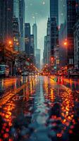 AI generated City Street Through Rainy Windshield photo