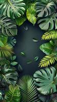 AI generated Cluster of Green Leaves on Dark Background photo
