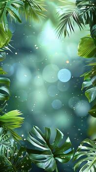 AI generated Green Leaves on Black Background photo