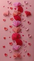 AI generated Cluster of Pink and Red Paper Hearts photo