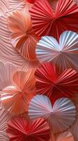 AI generated Cluster of Pink and Red Paper Hearts photo