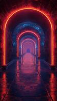 AI generated Neon-Lit Stairs Descending photo