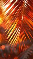 AI generated Close Up of Palm Leaf With Blurry Background photo