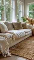 AI generated Abundant Living Room Furniture and Plants photo