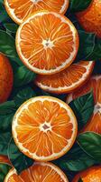 AI generated Group of Oranges on Green Leaves photo