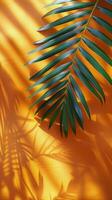 AI generated Close Up of Palm Leaf With Blurry Background photo