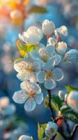 AI generated Close Up of Flower Blooming on Tree photo