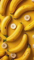 AI generated Bunch of Bananas on Yellow Table photo