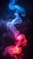 AI generated Colorful Smoke Swirls on Black Background photo