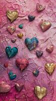 AI generated Many Hearts Close-Up on Cloth photo