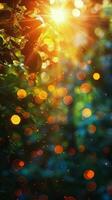 AI generated Sunlight Filtering Through Tree Leaves photo