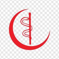 caduceus medical symbol on red background vector