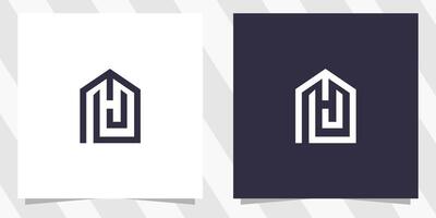 letter h with home logo design vector