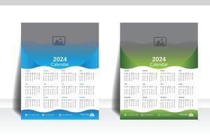 Professional and Corporate calendar design template 2024 Week Starts Sunday, wall calendar vector