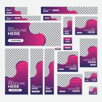 Corporate Web banner template design set layout with photo and text space vector