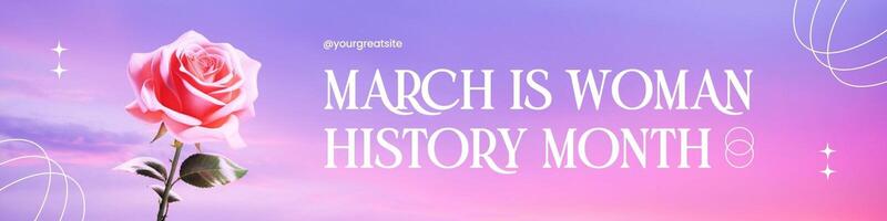 Pink purple gradient elegant woman history month linkedin banner template