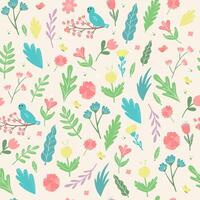 Delicate spring botanical seamless pattern. Repeat background with scattered flowers in a light vernal palette. vector