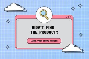 Popup window template. Did not find product. vector