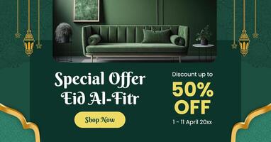 green elegant eid al-fitr offer facebook ads template