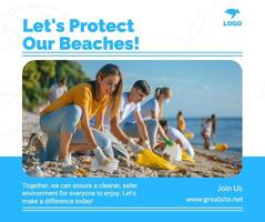 Beach Cleaning Volunteer Facebook Post template