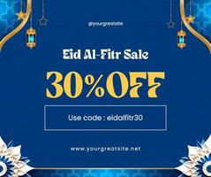 blue elegant eid al fitr promo code facebook post template