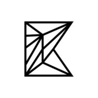Letter K with diamond cut creative line shape modern flat monogram logo vector