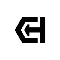 Letter CH or HC simple line art initial monogram shapes alphabet logo vector