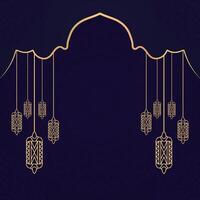 golden arabic arabic style background with hanging lamps vector