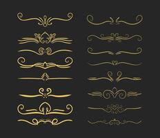 golden vintage design elements set vector