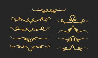 golden decorative elements set on black background vector