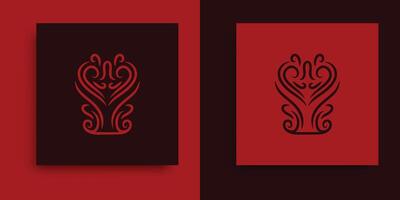 two red and black business cards with a tribal design vector