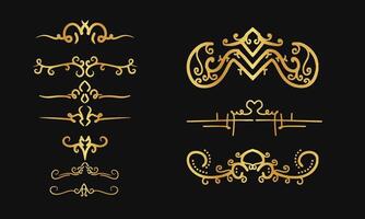 golden ornamental design elements on black background vector