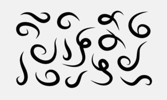 a set of different swirls in black ink vector