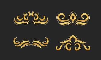 golden ornamental design elements set vector