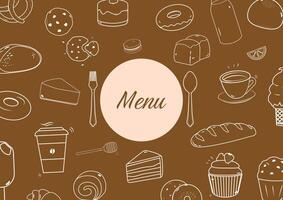 Bakery menu on brown background vector