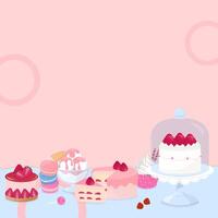 Pastel color background with dessert vector