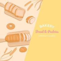 Bakery bread template on yellow background vector