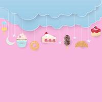 Bakery and cloud with pastel color background vector