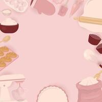 Baking utensil frame with bread banner vector