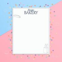 Paper note pastel background with bakery line icon vector