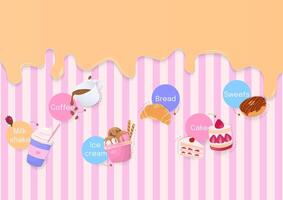 Bakery banner with dripping liquid on striped background vector