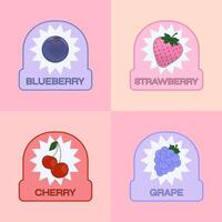 Set of fruit flavor label with pastel color vector