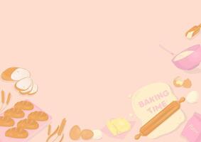 Bakery baking with bread and tools background vector