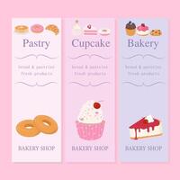 Sweet bakery and pastry banner set with text vector