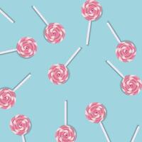 Pink candy pattern on blue background vector