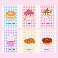 Bakery label collection with pastel checkered pattern vector