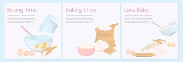 Set of baking process template with text vector